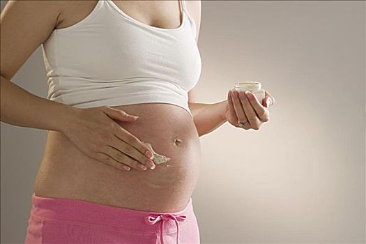 孕妇,施用,保湿乳,腹部