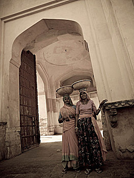 女人,平衡性,器具,头部,琥珀堡,拉贾斯坦邦,印度