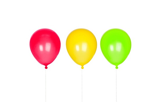 三个,彩色,漂浮,气球,充气