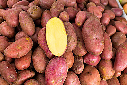 红色,土豆,市场,展示,一半