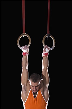 男性,体操运动员,表演,吊环