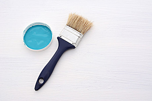 清洁,上油漆,蓝色,绘画,白色背景,木板