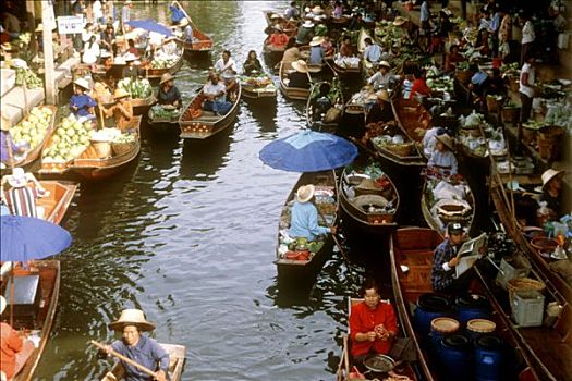 许多人,水上市场,泰国