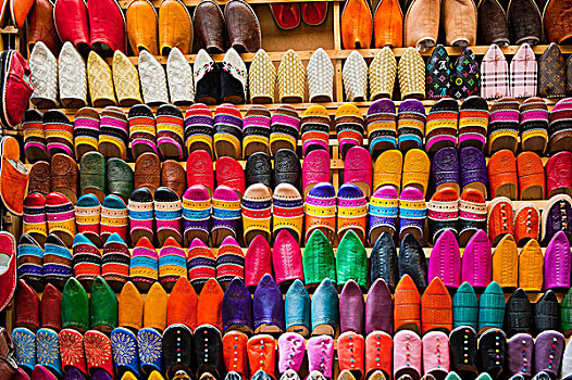 传统,鞋,销售,货摊,露天市场,集市,摩洛哥,非洲
