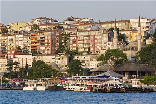 彩色,建筑,博斯普鲁斯海峡,河,伊斯坦布尔,土耳其