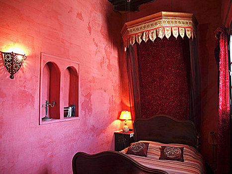 东方,卧室,装饰,红色调,摩洛哥