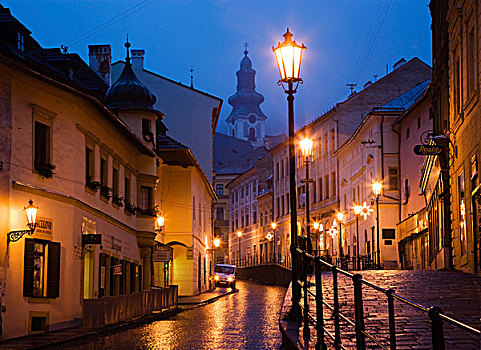 夜景,城镇风光,世界遗产,斯洛伐克,欧洲