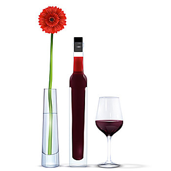 红酒,葡萄酒杯,花,花瓶