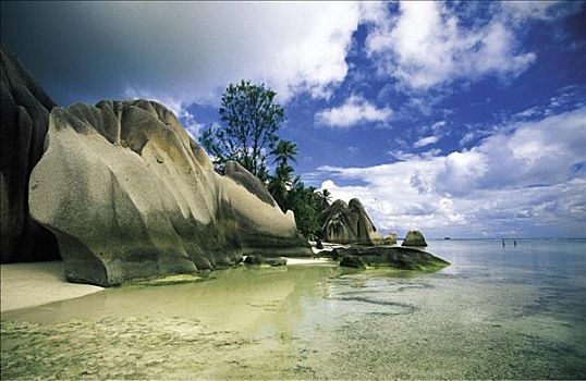塞舌尔,拉迪戈岛,海滩,石头