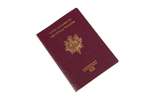 法国,护照,白色背景