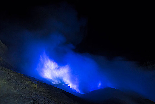 火山,蓝色,火,火山口,复杂,东方,爪哇,印度尼西亚,亚洲