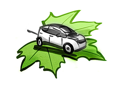电动汽车,电缆,绿叶