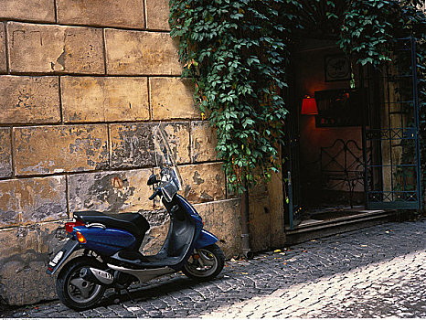摩托車,停放,靠近,入口,羅馬,意大利