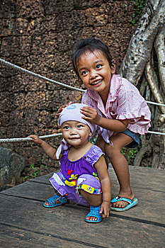 柬埔寨吴哥窟儿童