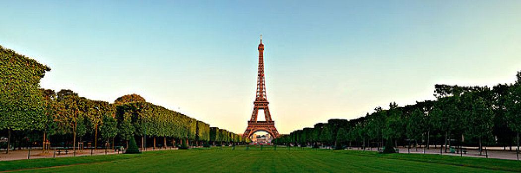 埃菲尔铁塔,草坪,全景,风景,巴黎