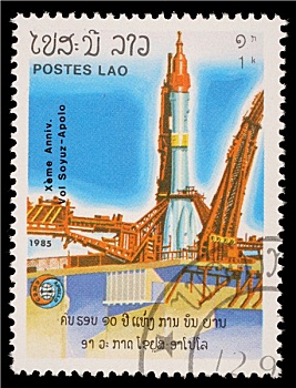 邮票,老挝,发射,宇宙飞船,阿波罗
