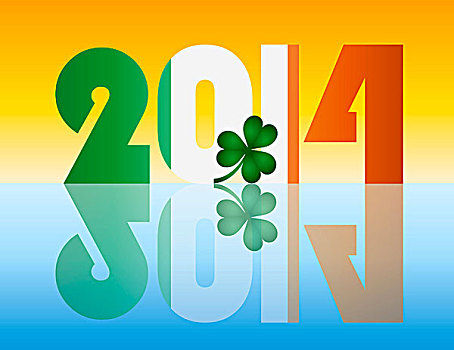 新年,爱尔兰,旗帜,插画