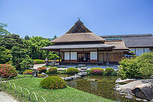 日本,冈山,城市,花园,传统建筑