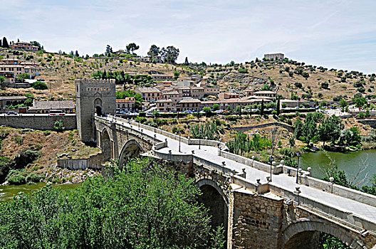桥,上方,塔霍河,托莱多,西班牙,欧洲