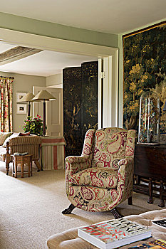 佩斯利螺旋花纹,软垫,扶手椅,18世纪,漆器,家,布,设计师