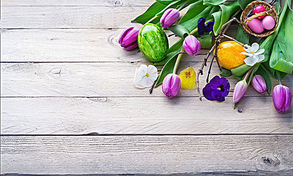 复活节,背景,春花,复活节彩蛋,木头