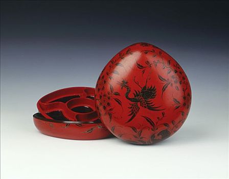 红色,漆器,盒子,清朝,中国,18世纪,艺术家,未知