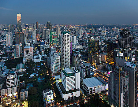 风景,塔,摩天大楼,黄昏,道路,地区,曼谷,泰国,亚洲