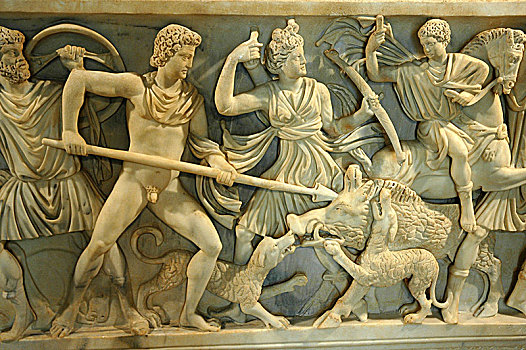 罗马,石棺,公猪,猎捕,希腊神话,艺术家