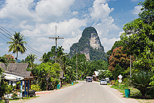 喀斯特地貌,山峦,靠近,乡村,道路,泰国,东南亚