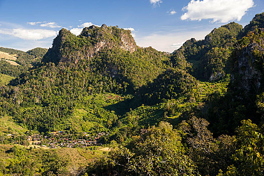 风景,乡村,山,丛林,竹林,区域,儿子,省,北方,泰国,亚洲