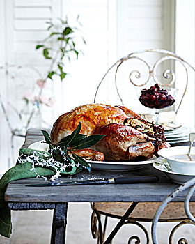 烤,栗子,土耳其,内庭,圣诞桌