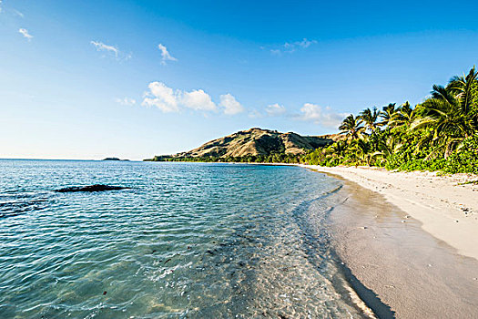 白色,沙滩,湾,斐济,南太平洋