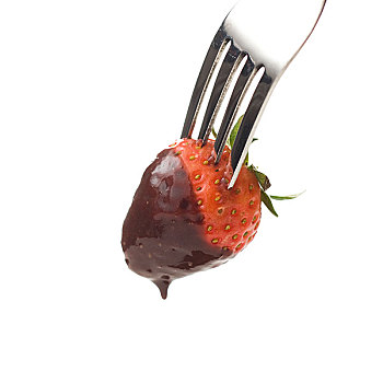 草莓,巧克力酱,上方,白色背景