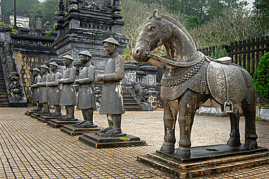 亚洲,越南,小雕像,马,雕塑,墓地,色调
