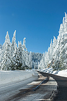 雪路,向上,攀升,阿什兰,南方,俄勒冈,美国