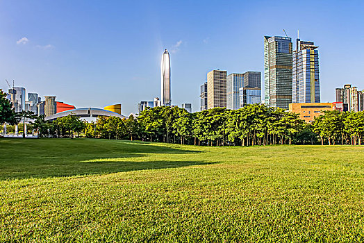 深圳莲花山公园和现代城市建筑