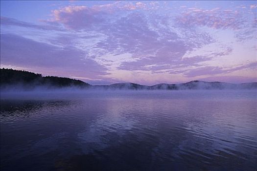 薄雾,上方,湖,阿尔冈金省立公园,安大略省,加拿大