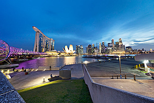 新加坡,新加坡河,水岸,散步场所,螺旋,桥,码头,湾,沙,市区,天际线