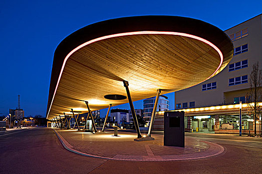 照亮,公交车站,北莱茵威斯特伐利亚,德国