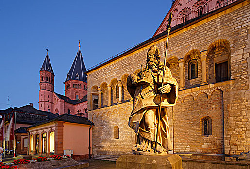 圣徒,正面,小教堂,大教堂,后面,美因茨,莱茵兰普法尔茨州,德国,欧洲