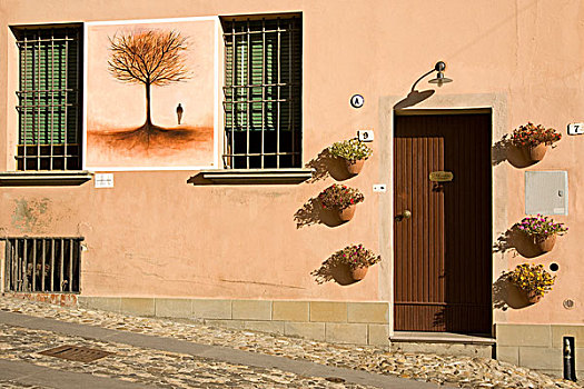 意大利,房子,门,壁画