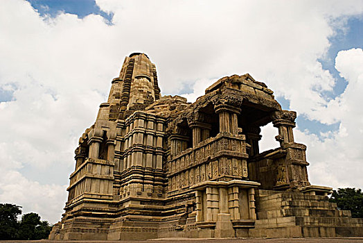 仰视,庙宇,克久拉霍,地区,中央邦,印度