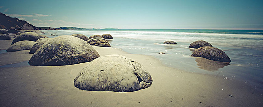 新西兰,南岛,漂石,球体,石头,海滩