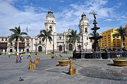 大教堂,广场,阿玛斯,利马,世界遗产,秘鲁,南美