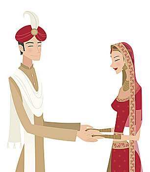 印度,新郎,新娘,传统服饰,婚礼