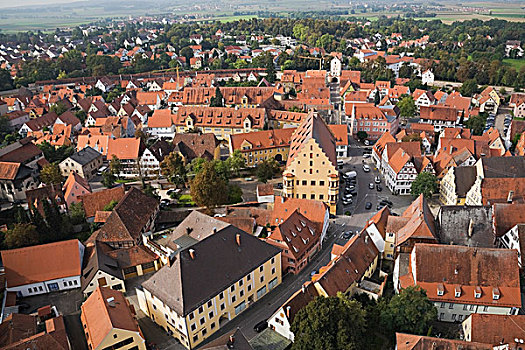 远眺,屋顶,中世纪,城镇,巴伐利亚,德国,欧洲
