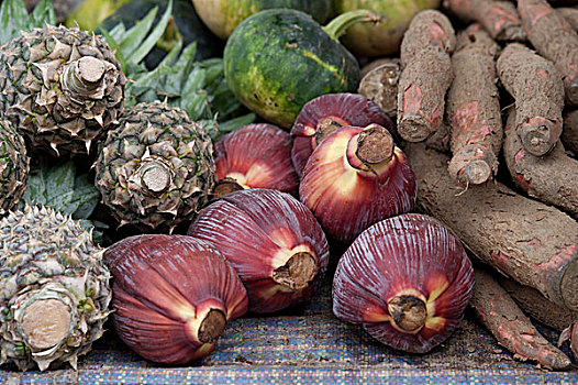 水果,蔬菜,市场货摊,普那卡,地区,不丹
