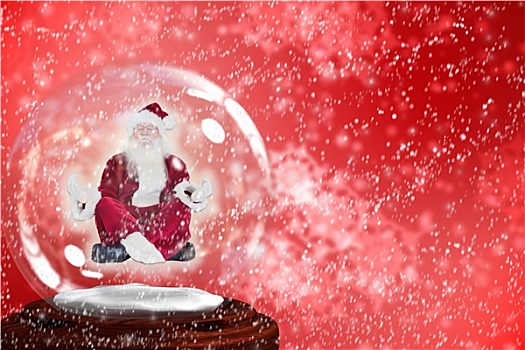 合成效果,图像,圣诞老人,瑜珈,雪中,球体