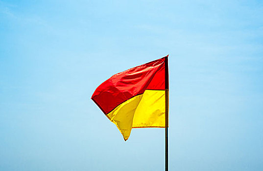 红色,黄色,游泳,安全,旗帜,飘动