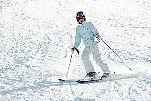 少女,滑雪,滑雪坡,全身